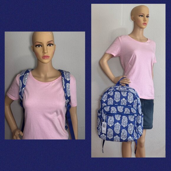 Vera Bradley Bancroft Backpack in Iconic Paisley Deep Ultramarine NWT - Picture 8 of 10